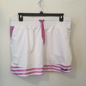 Ping Womens Size XL White Pink Skorts with Pockets EUC